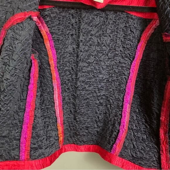 Jean Marc collection Jacket Large VTG bolero red ribbon ruched stretch crinkle - Picture 13 of 16